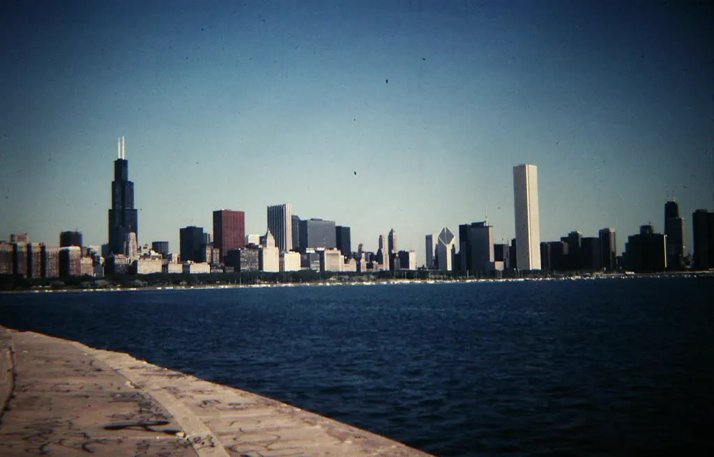 Chicago skyline seen across Lake Michigan